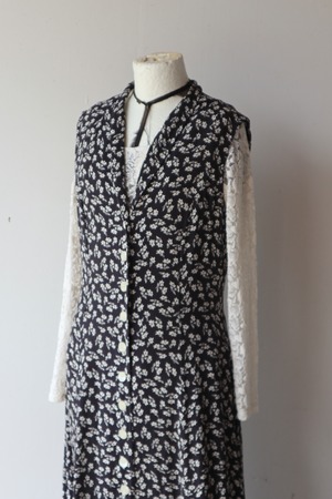 80s-90s Euro blooming slit one-piece