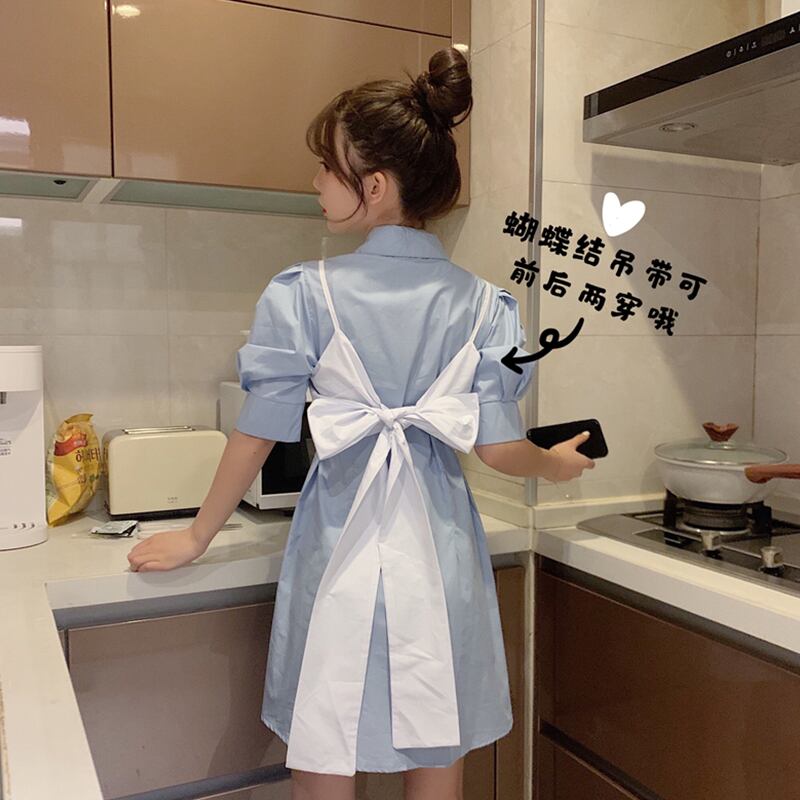 サマースタイルスリーブシャツ リボンスカート 夏物 萌量不足89094000068