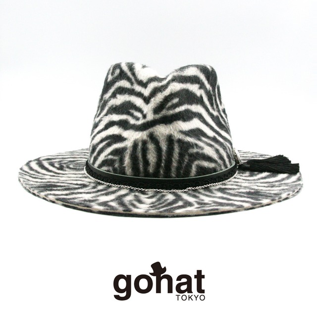 Rabbit fur KAMAKIRI HAT/ Zebra pattern  ゼブラ柄 アニマル柄  帽子 ハット HAT