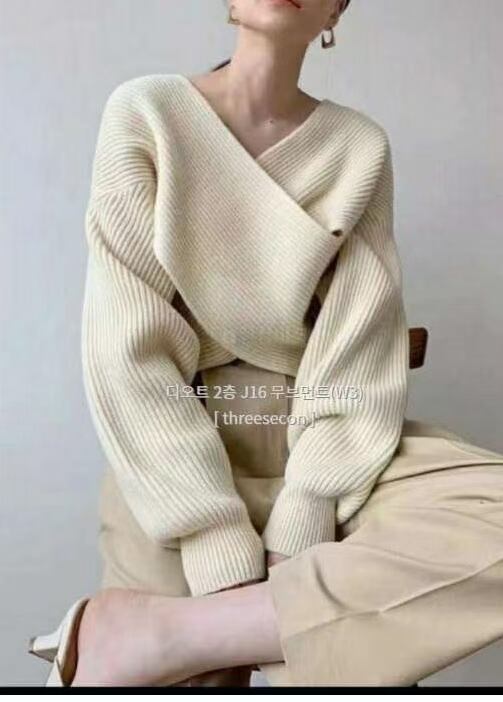 フロントクロスデザイン ニットプルオーバー　AJ1079-D03