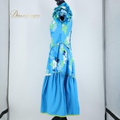 【日本製 フラダンス衣装】スカイブルー ALOHA STANDARDS アロハスタンダード ワンピース ドレス 水色 白 花柄 フリル 可愛い