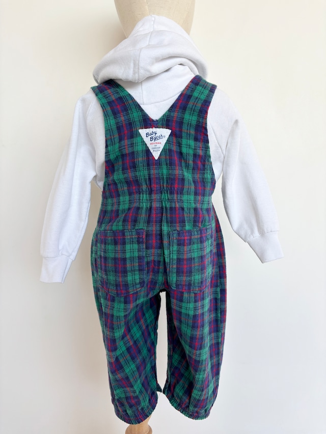 【12m ・vintage】USA製 OSHKOSH Baby B'gosh チェックオーバーオール