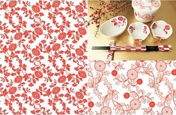 和の花転写紙 朱色 A3サイズ(ポーセリンアート用転写紙)