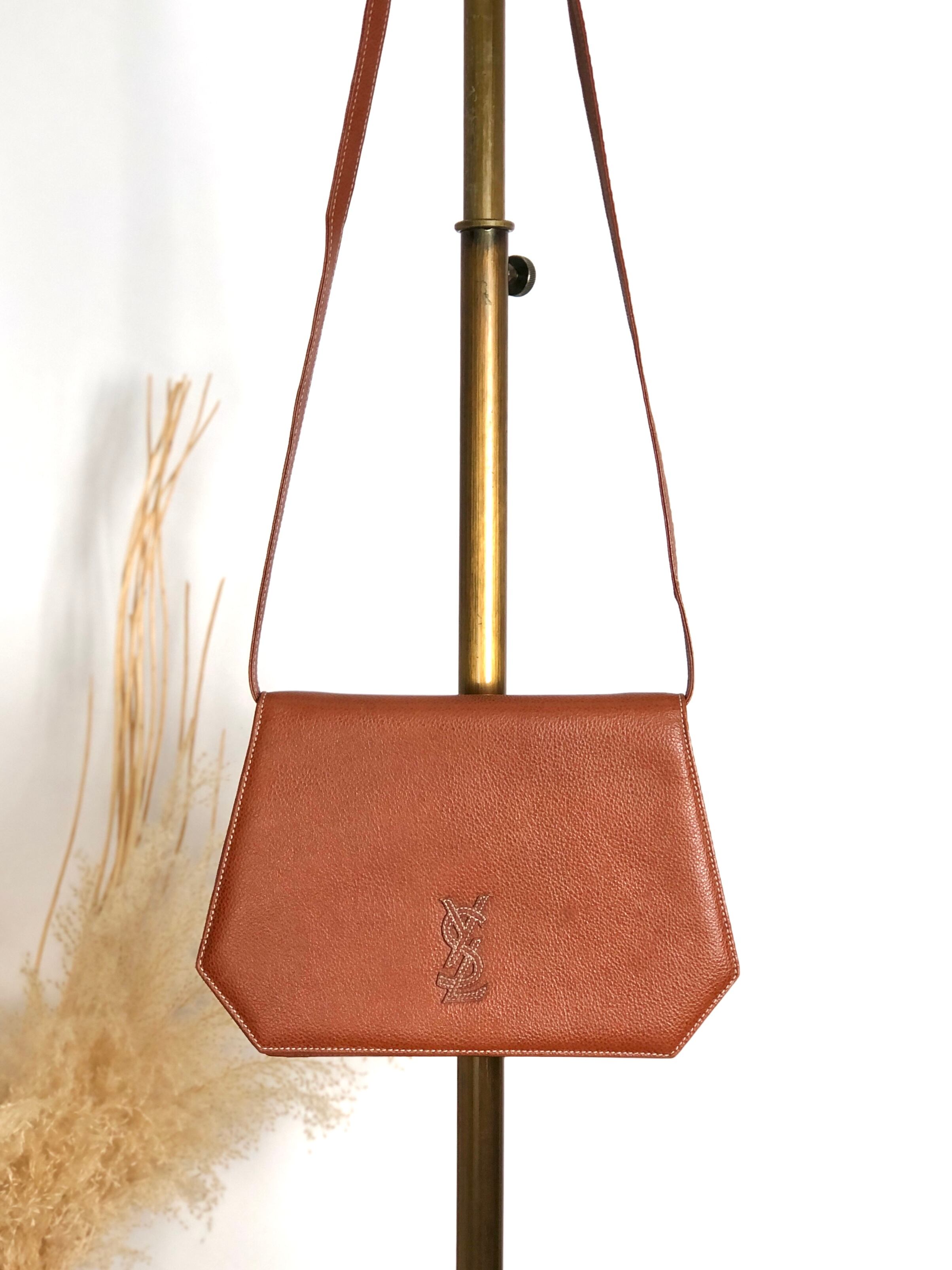Yves Saint Laurent イヴ・サンローラン ショルダーバッグ ブラウン YSLロゴ レザー フラップ vintage ヴィンテージ オールド 47s5y8