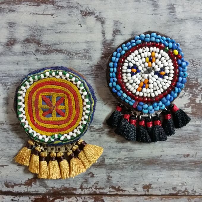 【ブローチ】アフガン アンティーク ワッペン 刺繍ビーズ ハンドメイド リメイク (sp208 sp209)