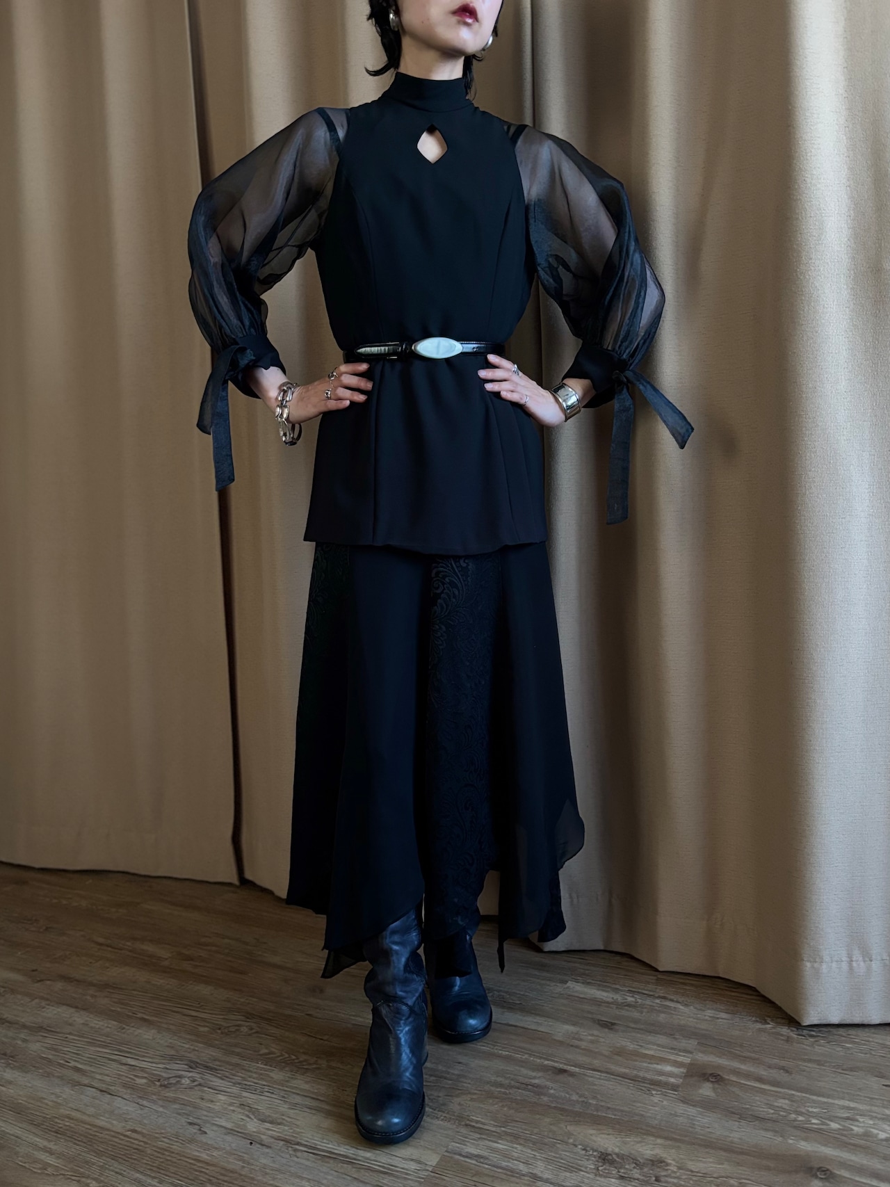 ethereal sheer sleeve top-5240-5