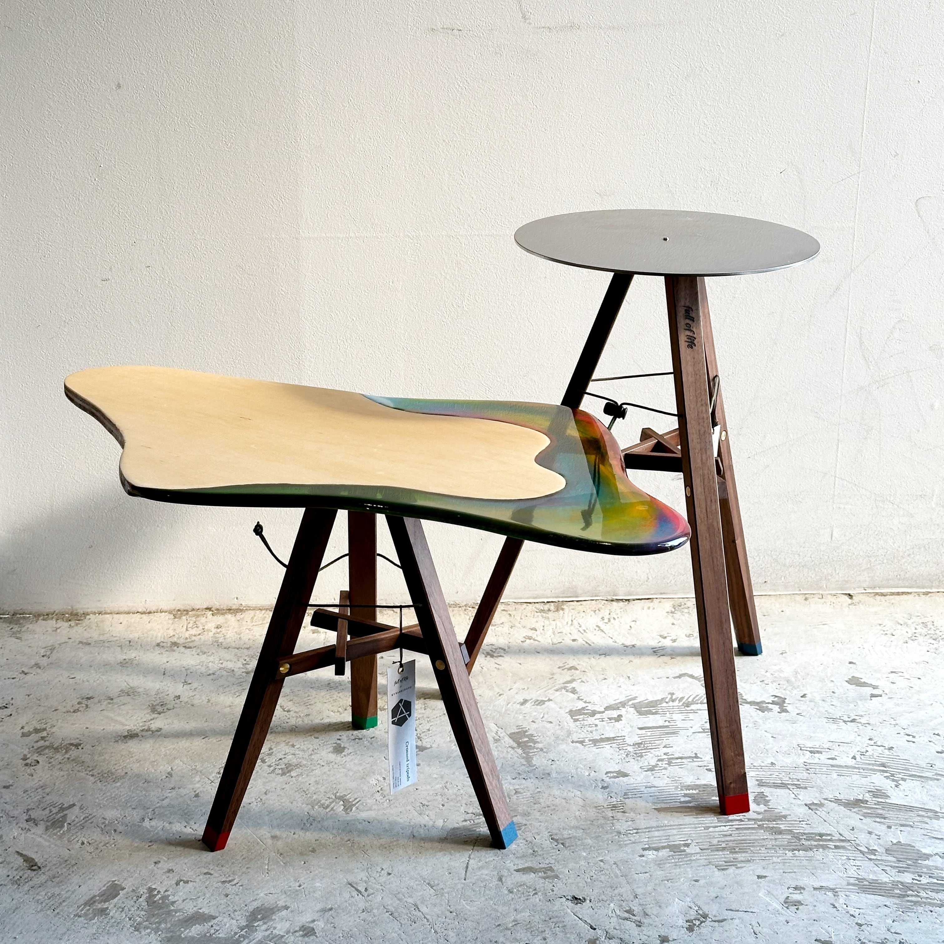 kurashigoto x full of life テーブル三脚 Crossed Tripod Walnut （小