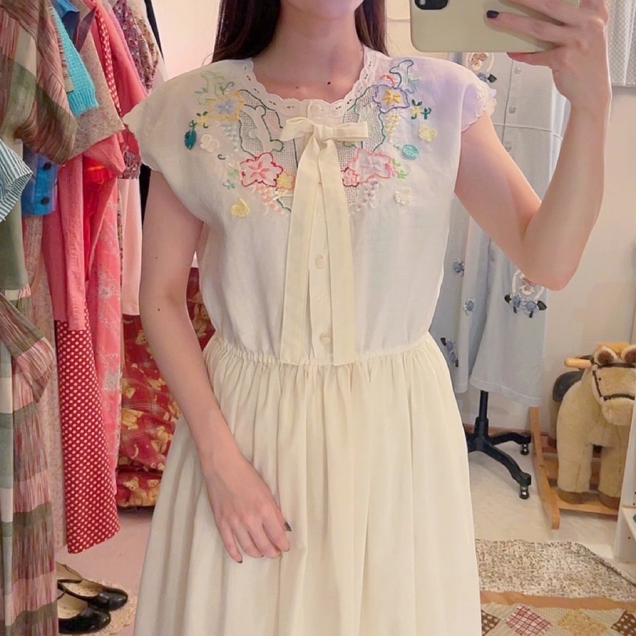 remake / flower embroidery one-piece