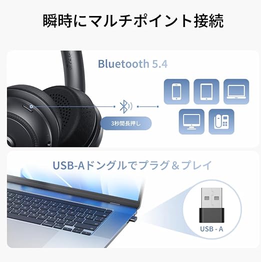 Nuroum HP31D ワイヤレス ヘッドセット 両耳 Bluetooth スタンド付き