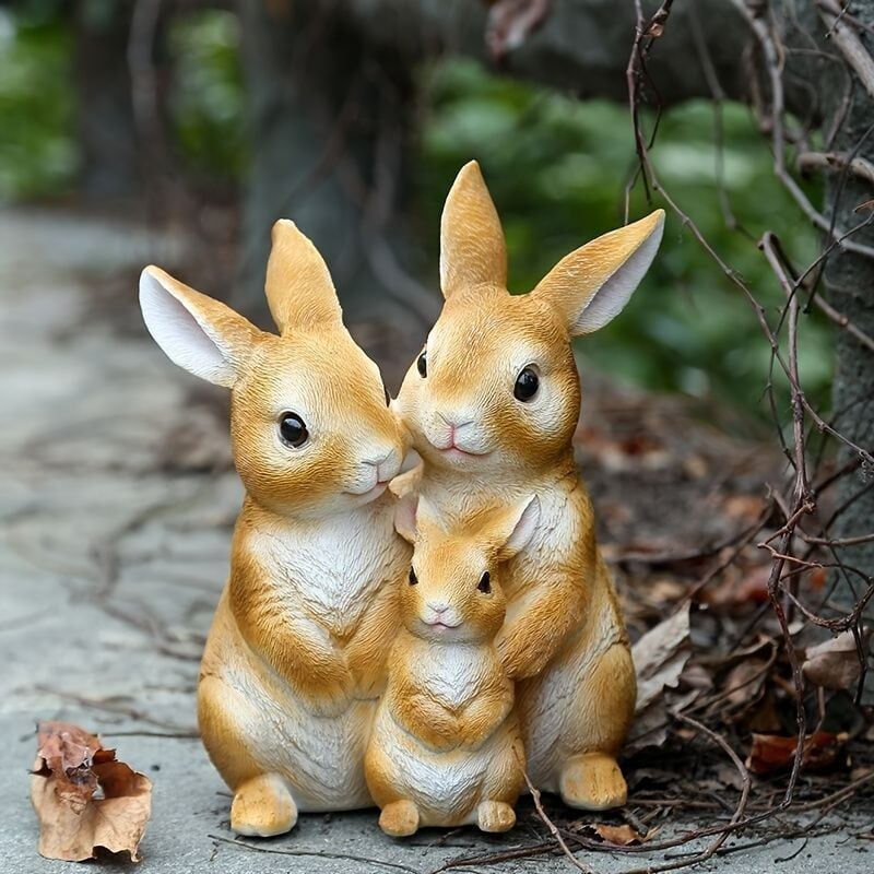 【希少】うさぎfamily家族　春 置物 希少】うさぎfamily家族春 置物