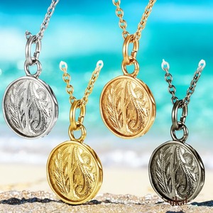 《選べる４色》ラウンド ペンダント サージカルステンレス ハワイアンジュエリー  ネックレス  ペンダントヘッド スクロール  プレゼント ラッピング lei-gpss842