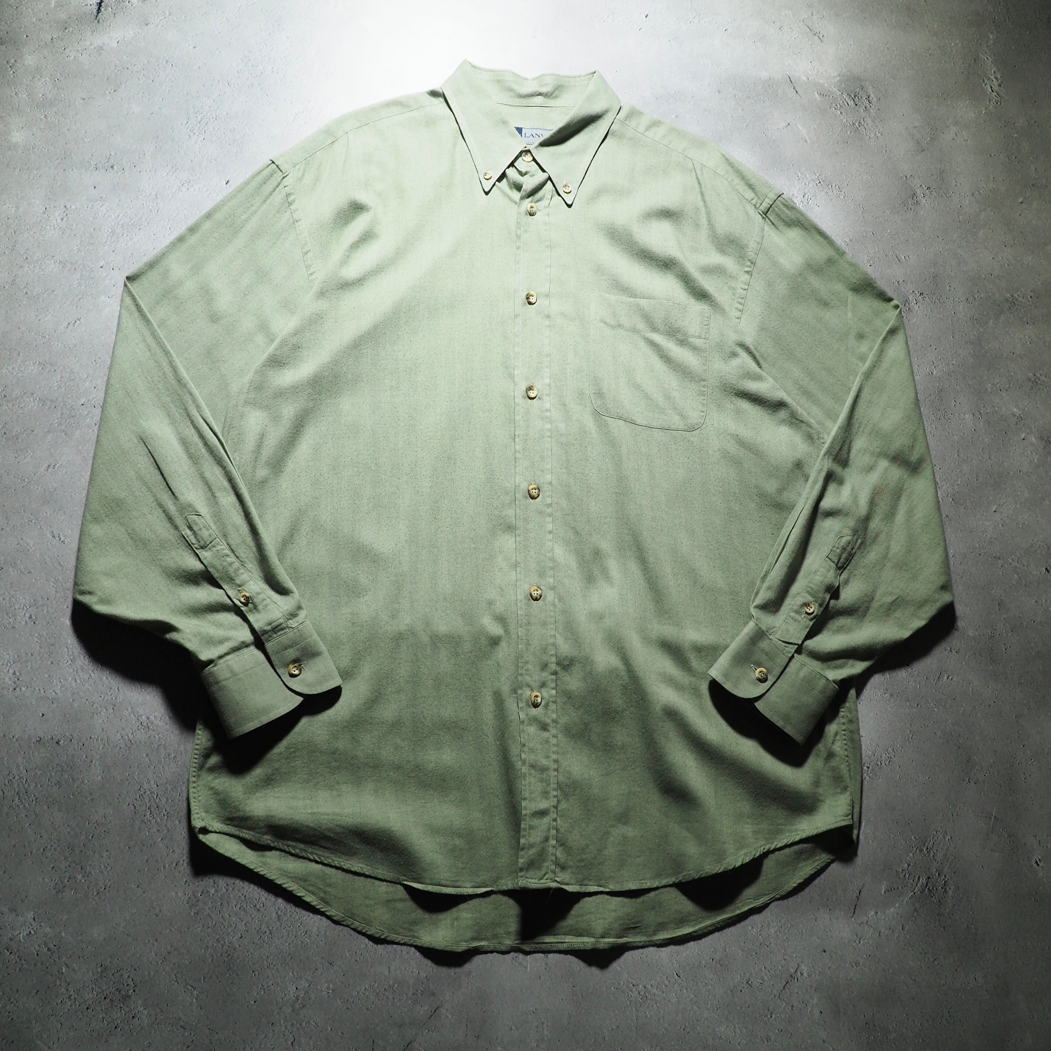 1990s ” LANVIN ” Beautiful flesh leaf color vintage loose BD shirt