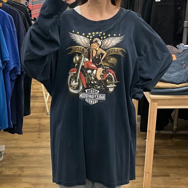 【Harley-Davidson / ハーレーダビッドソン】 レディー&バイク ロンTee