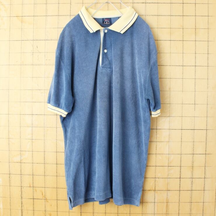 70s 80s USA HARTOG MARINE CLUB パイル地 ポロシャツ メンズL 70s 80s USA HARTOG MARINE CLUB パイル地 ポロシャツ メンズL