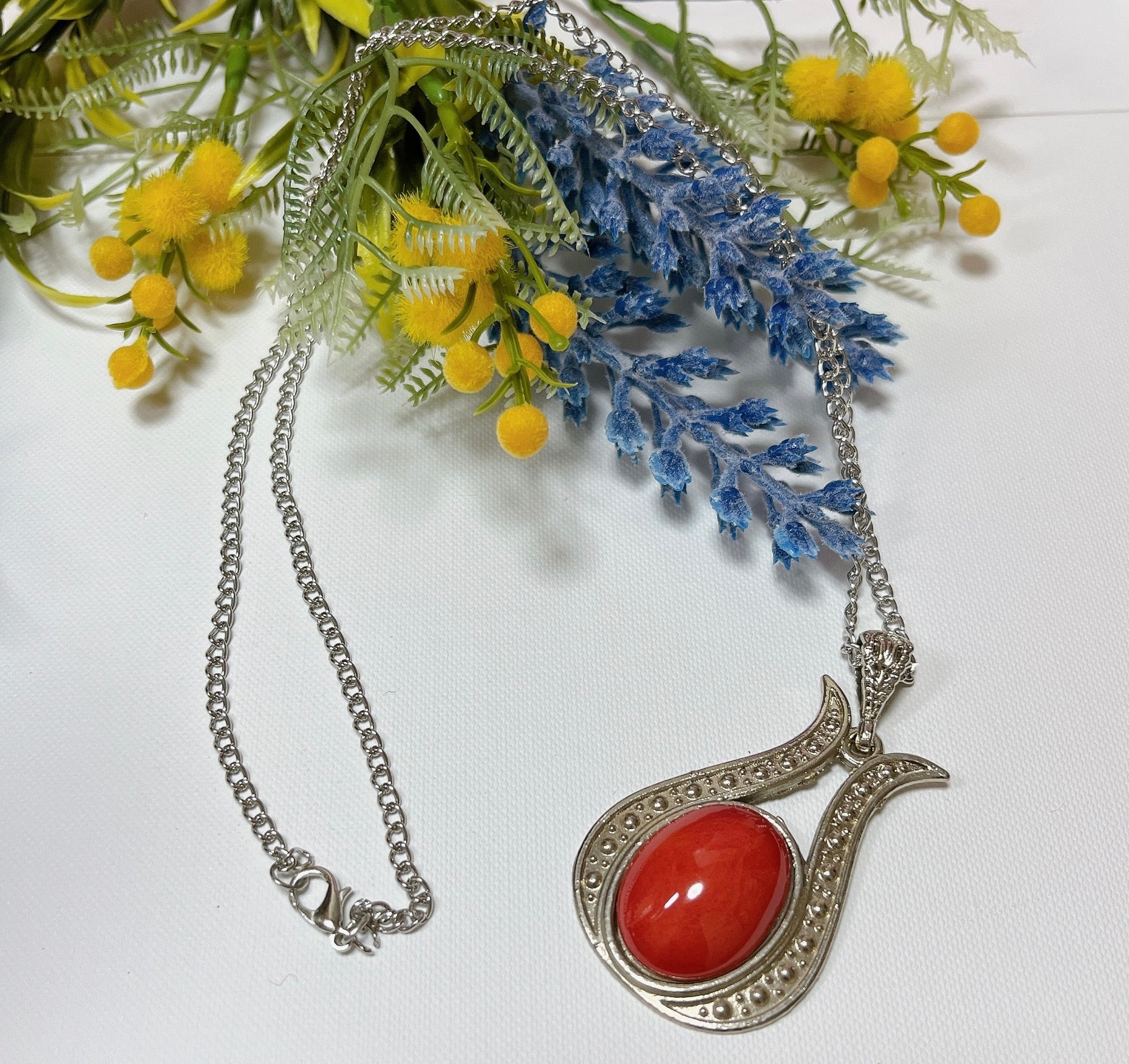 90s スペインで購入 陶芸装飾品 ネックレス キーホルダーなどに 手描きの陶器のネックレス RED | lale&life ラーレアンドライフ