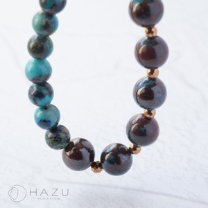 自然美感じる2種のクリソコラ［クリソコラ／水晶／ヘマタイト］