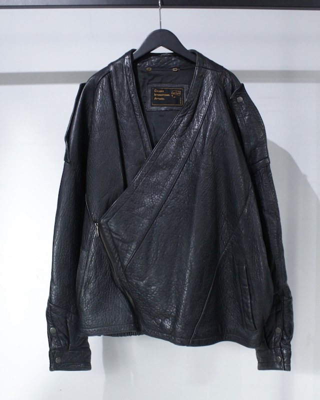 【Caka BLACK】80's “COUGAR” “変形” Vintage Loose Dolman Sleeve Leather Jacket