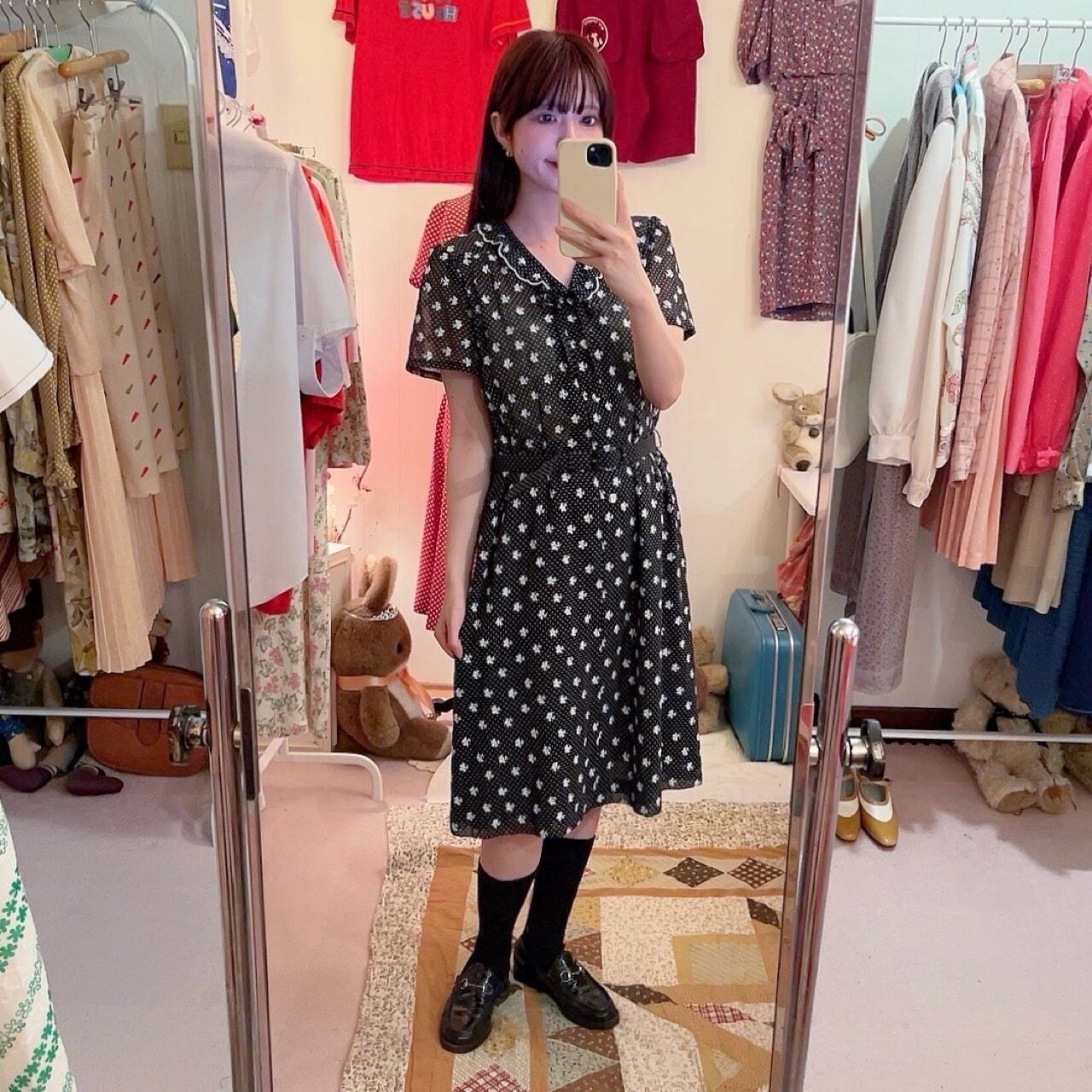 black dot scallop collar one-piece