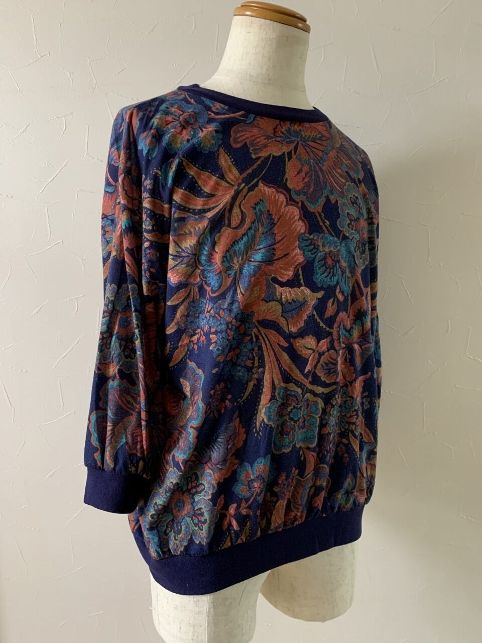 1980～90's Botanical Pattern Half Sleeve Cut and Sewn