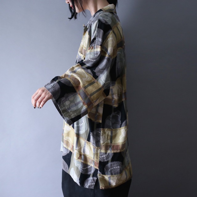"TRUST" scull × check pattern XXXL over silhouette shirt