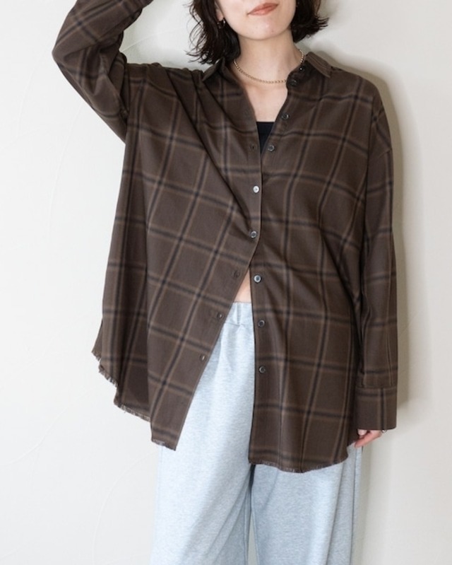 ブラウンのみラスト1点！チェック　オーバーシャツ