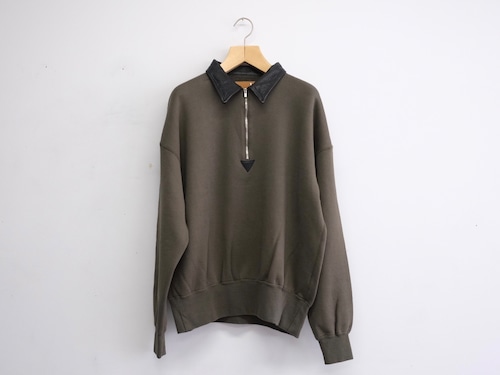 KYOU” BROTHERS   Leather x Original Supima Aging Cotton Sweat Olivedrab”