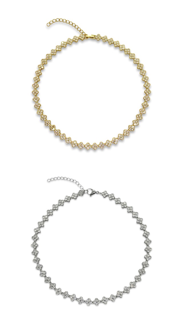 SILVER FLOWER LINK NECKLACE