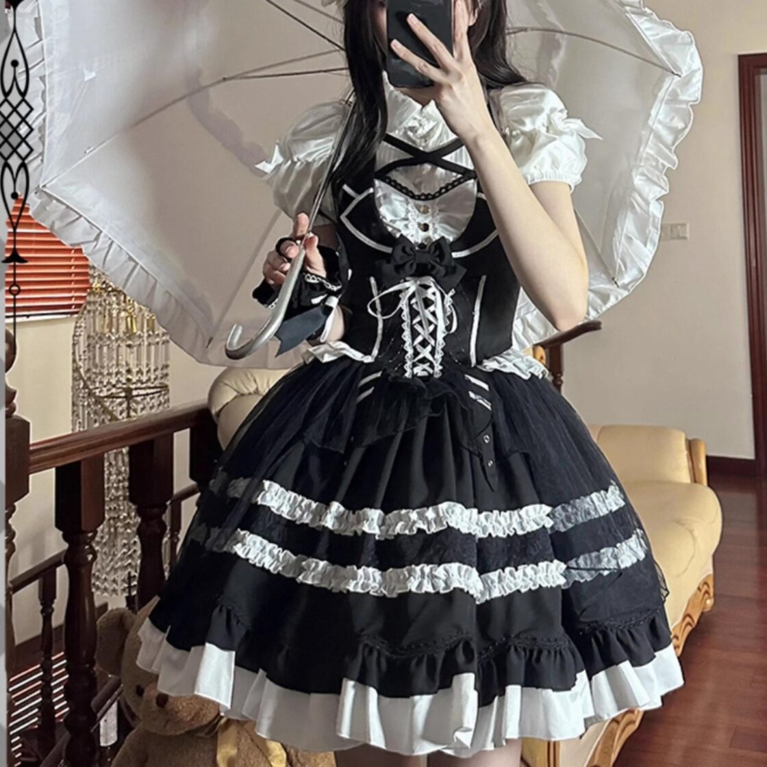 サブカル 服 地雷系 通販 ジャンパースカート 黒猫メイド服 コンカフェ