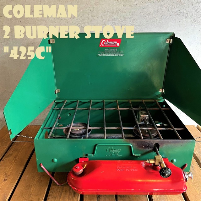 コールマン 425C ツーバーナー 赤脚 赤足 コンパクト ビンテージ ストーブ 60年代 2バーナー COLEMAN 純正箱付き 使用回数少ない美品