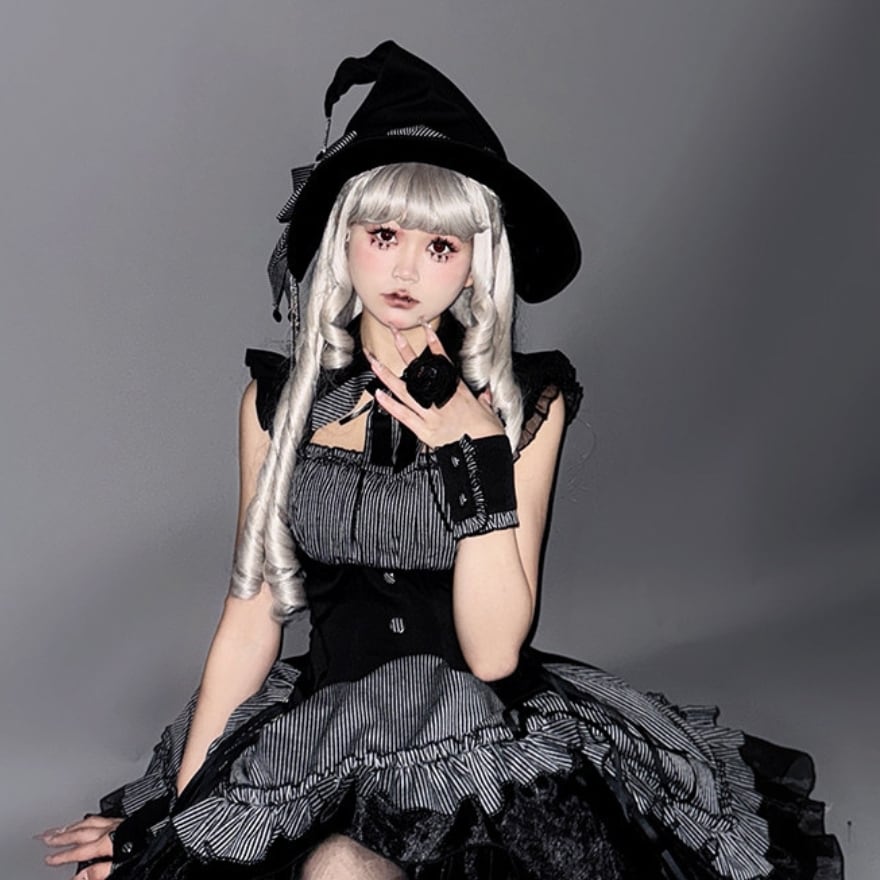 ゴスロリ 三角帽子×ヘッドドレス 魔女テーマ 撮影会向け｜WithU