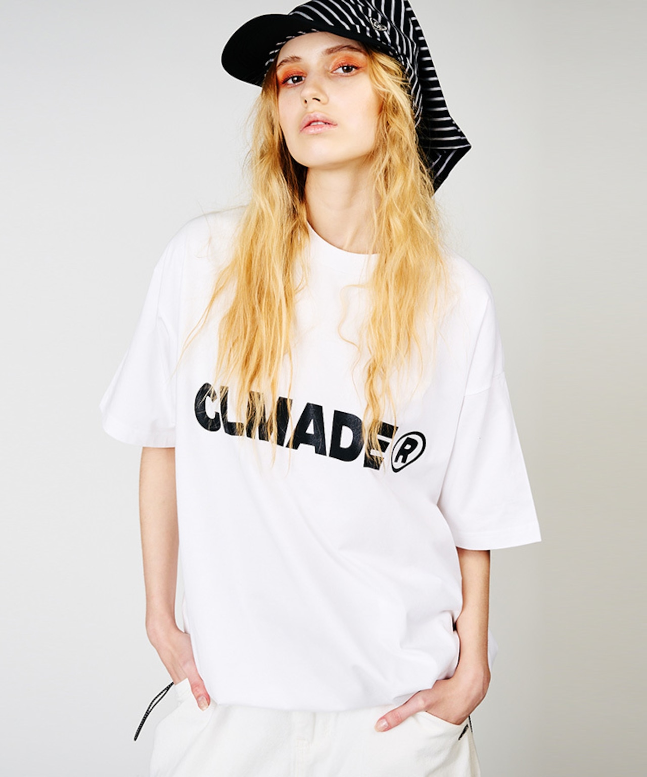 ロゴプリントドローコードルーズTシャツ (WHITE) CQ-48039