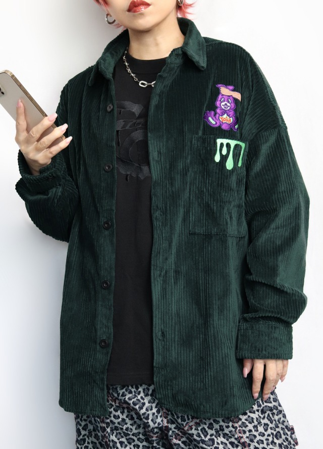 rabbit with ears grabbed Long sleeve shirt（ラビット ウィズ イアーズ グラブド ロング スリーブ シャツ)【Charcoal】