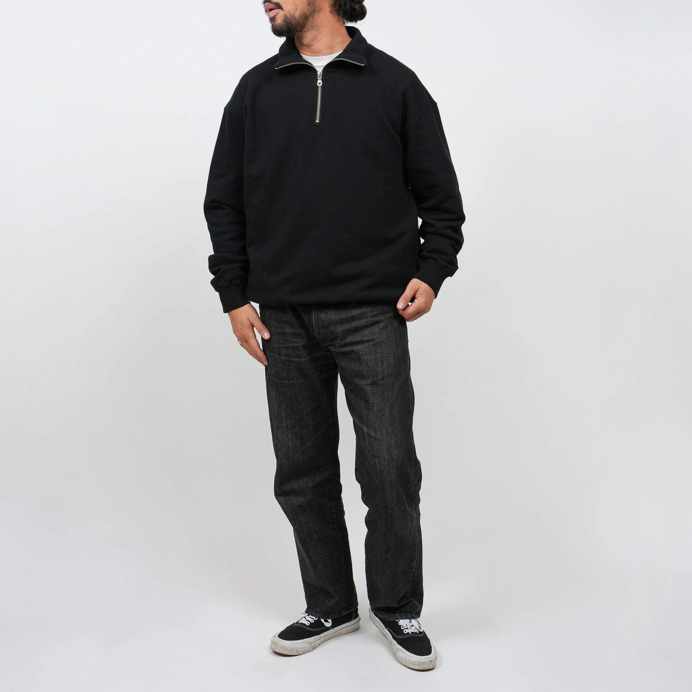 Half Zip French Terry Relax P/O Sweat (black) | OVY