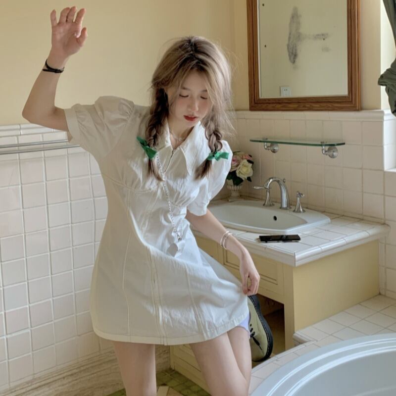 スタンダードドレス サマー薄手ウェストスリーブ レトロ 夏物 1号婦人48673494398