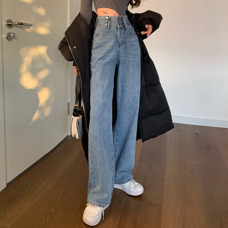 ルーズパンツ スプリングハイウェストウェストスタンダードジーンズ サマー レトロ 春物 夏物 スーパーモール38844127652