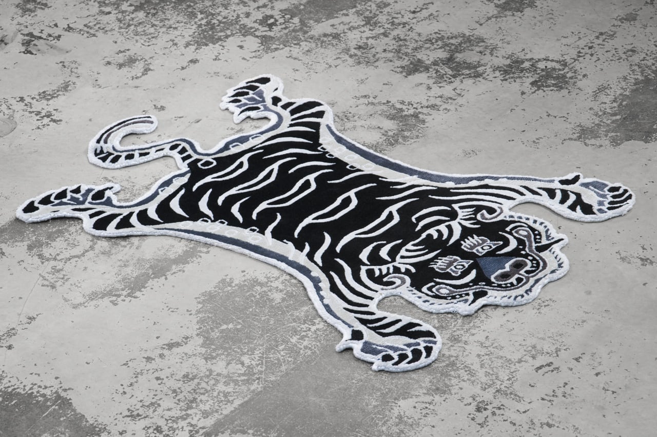 ★お値下げ★チベタンタイガーラグ　Lサイズ　ウール　slowtiger Tibetan Tiger Rug 《Sサイズ•シルク・オリジナル1•モノクロ307