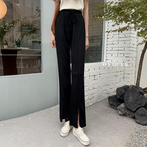 カジュアルパンツ レディースサマールーズハイウェストウェストワイドレッグ 夏物 ワイドパンツ クレセントシティ92478322427