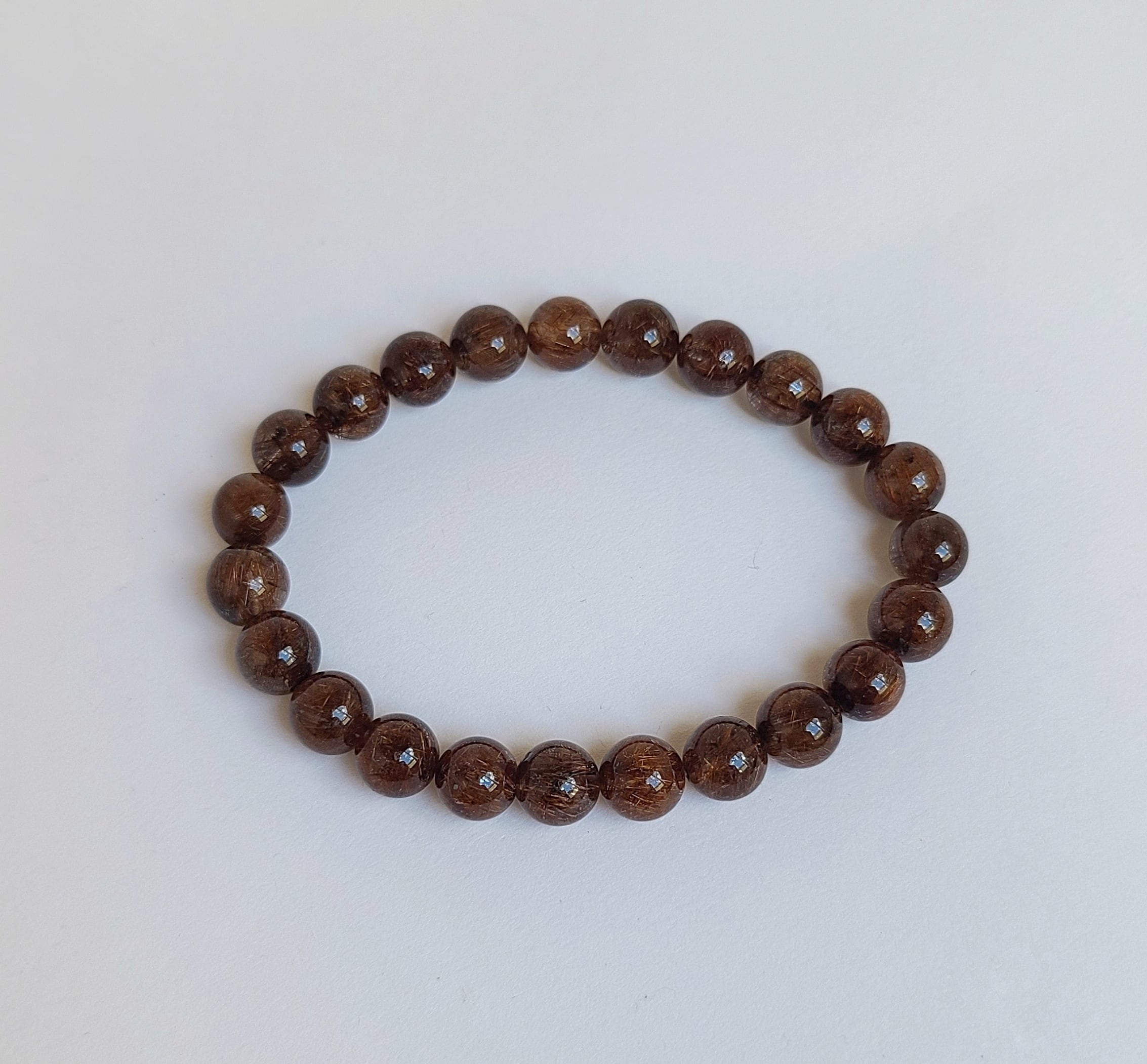 天然石 ブレスレット コーヒールチルクォーツ 11mm 内径17cm コーヒー ルチル イン クォーツ - Coffee Rutile in Quartz - 天然石