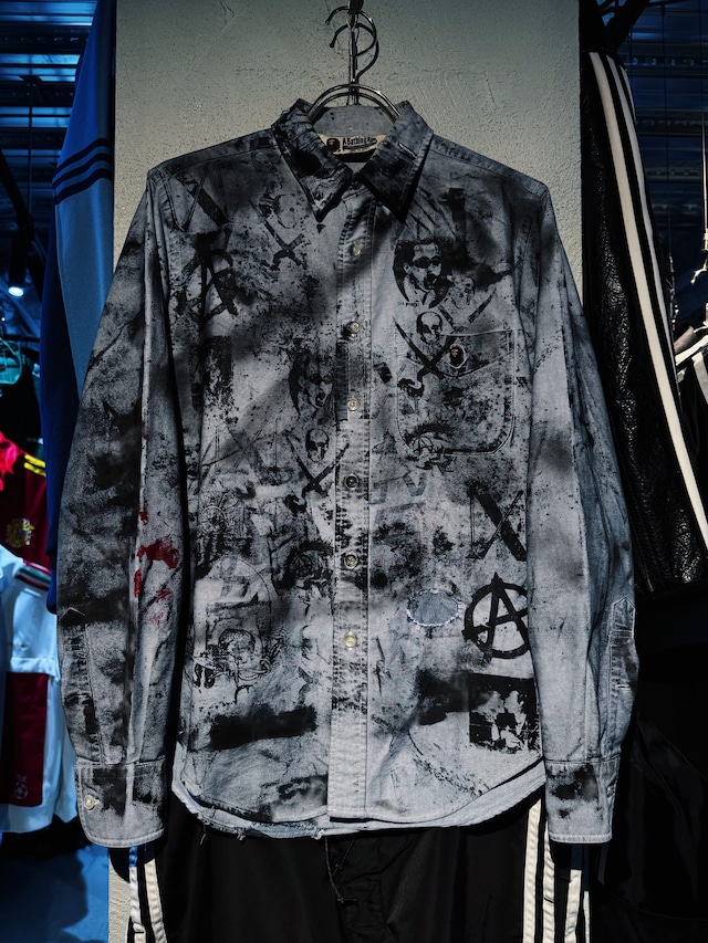 "vivid notes"A Bathing Ape rock custom design paint coating shirt