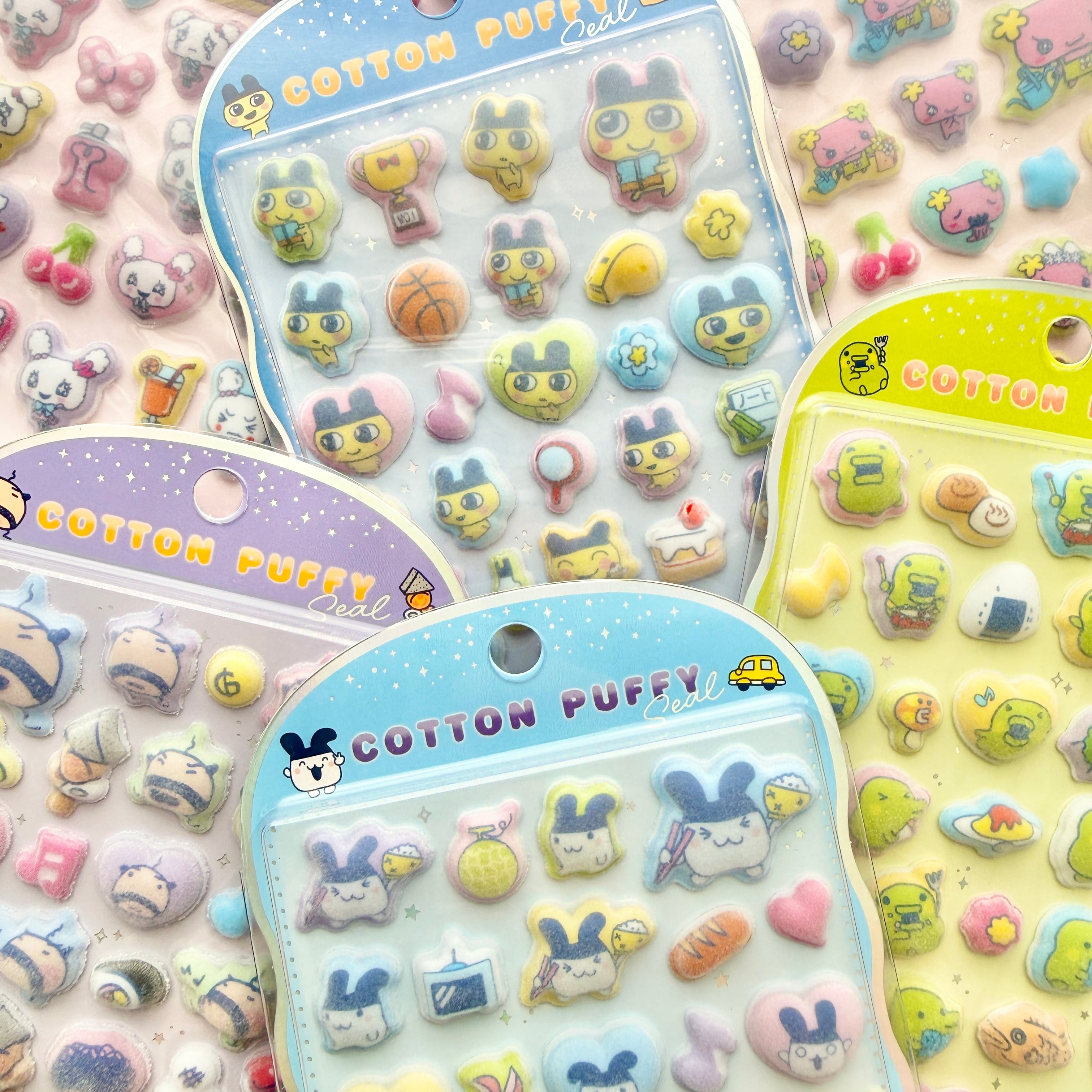 5枚セット】たまごっち コットンパフィーシール CRUX COTTON PUFFY