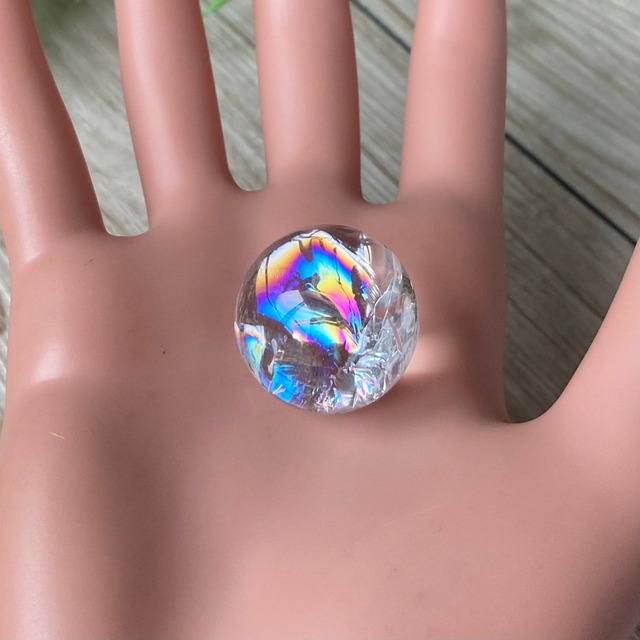 幸福に導く七色の虹/アイリスクォーツスフィア 22.2ミリ/パワーストーンブレスレット