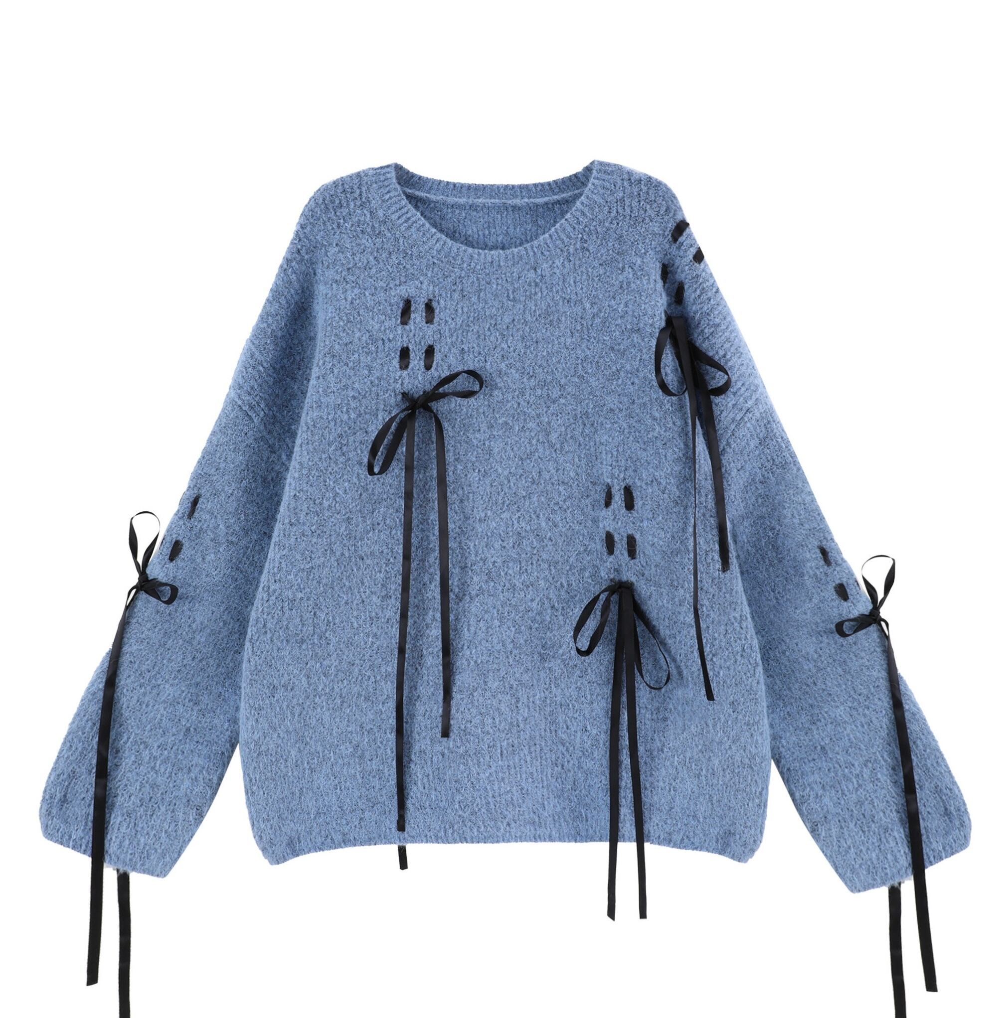 Libbon Lace-Up Knit Sweater