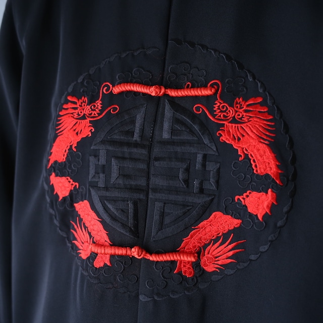 "刺繍×龍" black × red special china shirt jacket
