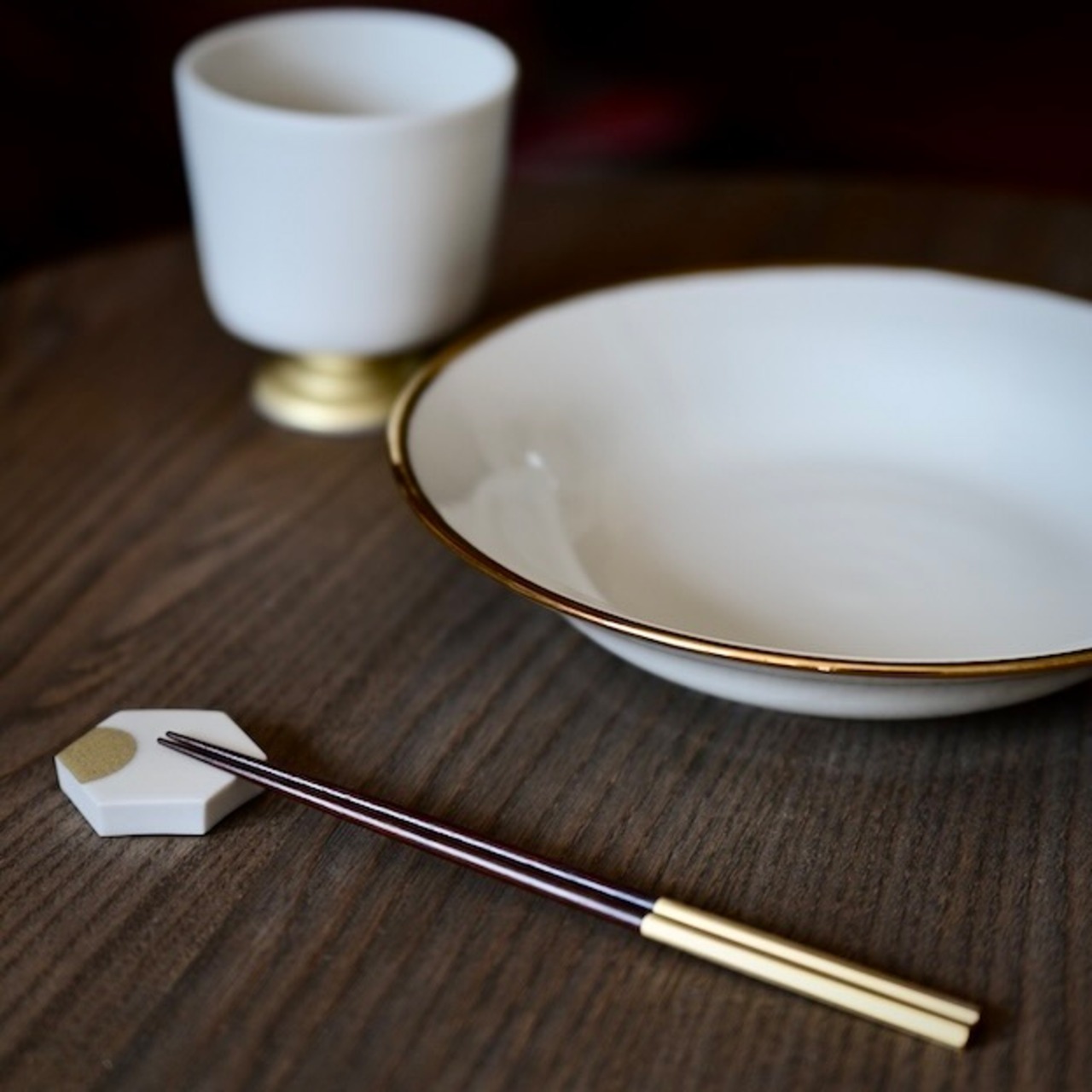 MUMCA 丸谷牧子 作 脚付ゴブレット 大 金彩 ホワイトGoblet White x Gold (1 個)/ 2104400000610