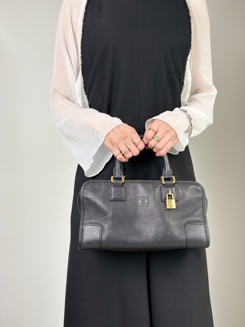 LOEWE ロエベ アマソナ28 ハンドバッグ ブラック アナグラム レザー ボストンバッグ vintage ヴィンテージ オールド n43dbr