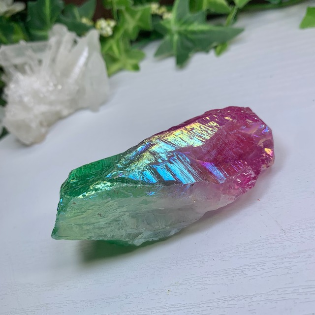 9.パープル×グリーン☆ラフカット☆オーラクォーツ