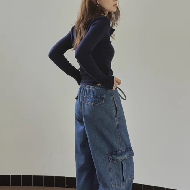 サイドギャザーヘンリーTシャツ