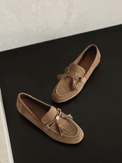 Bouclé Suede Tassel Loafers F0834