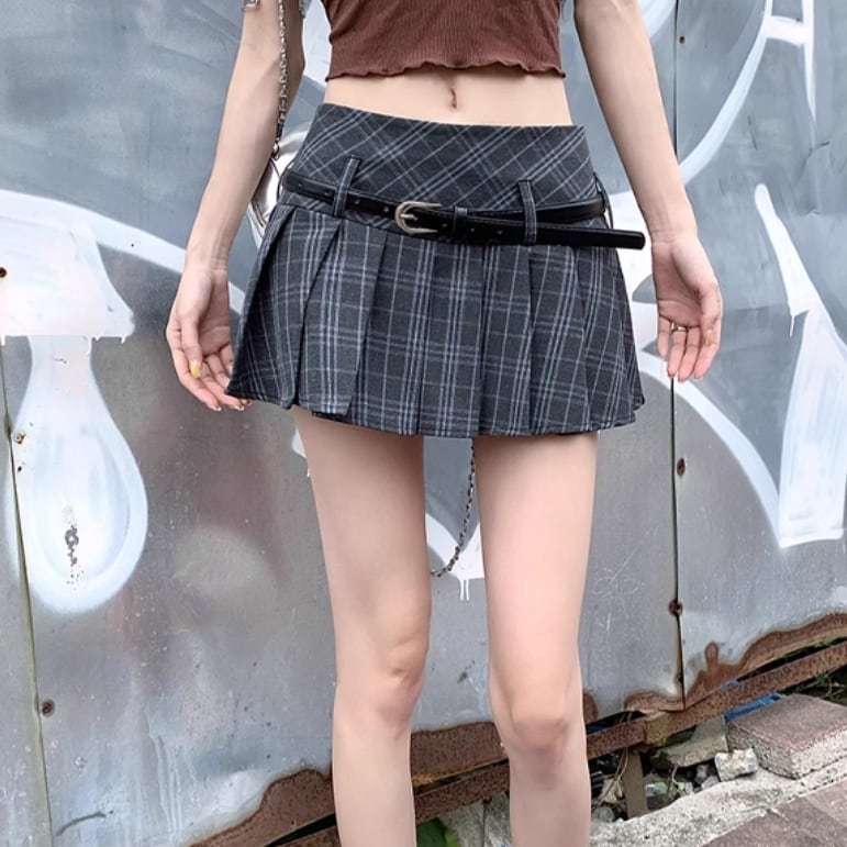 2点セット】チェックプリーツミニスカ＋ベルト ・70308 | sucrier