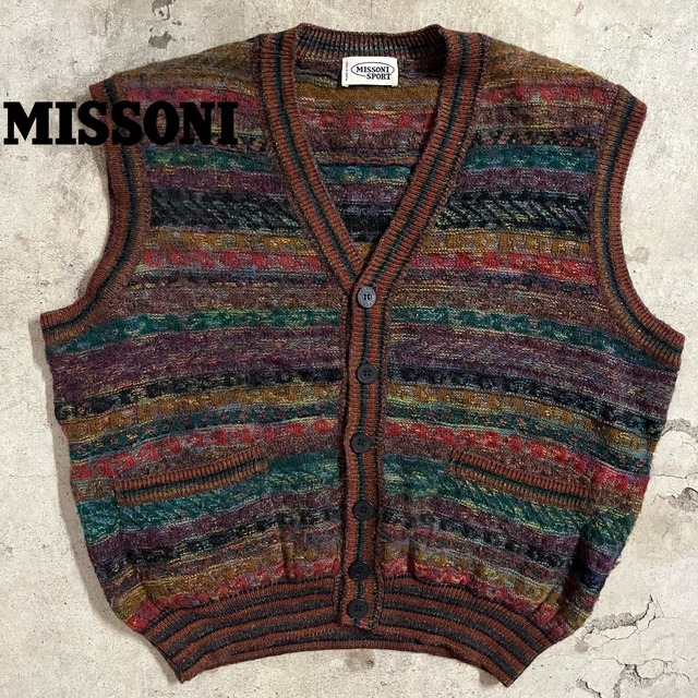 〖MISSONI〗made in Italy multicolor 3D knit vest/ミッソーニ イタリア製 マルチカラー 3D ニット ベスト/lsize/#0820/osaka